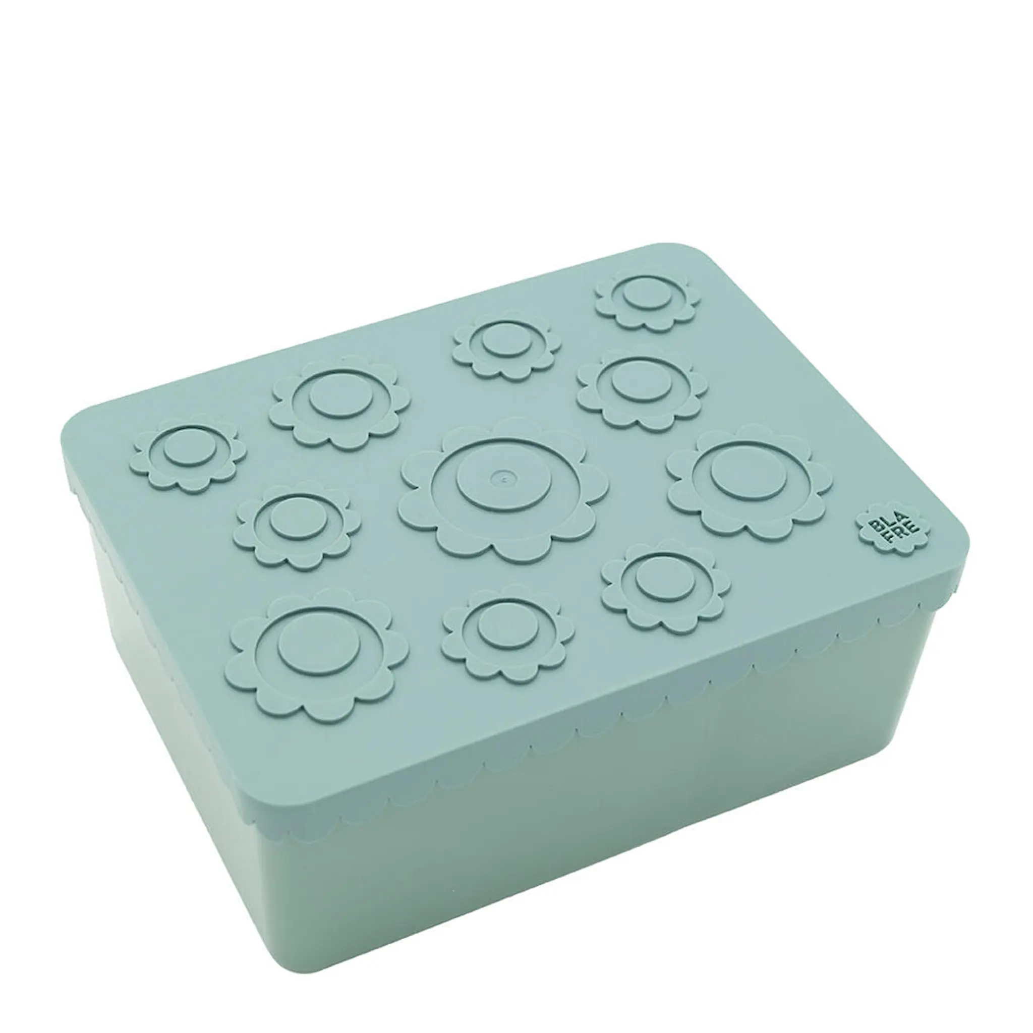 Blafre Blomma matlåda plast tre fack 14x19 cm blågrön