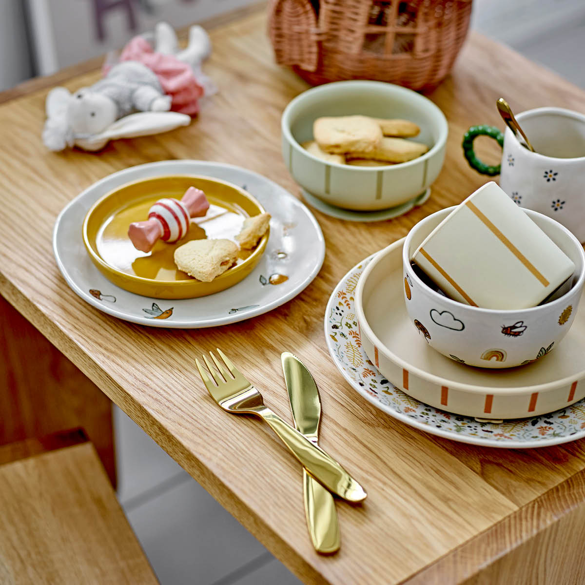 Bloomingville MINI Ally barnebestikk 3 deler gull