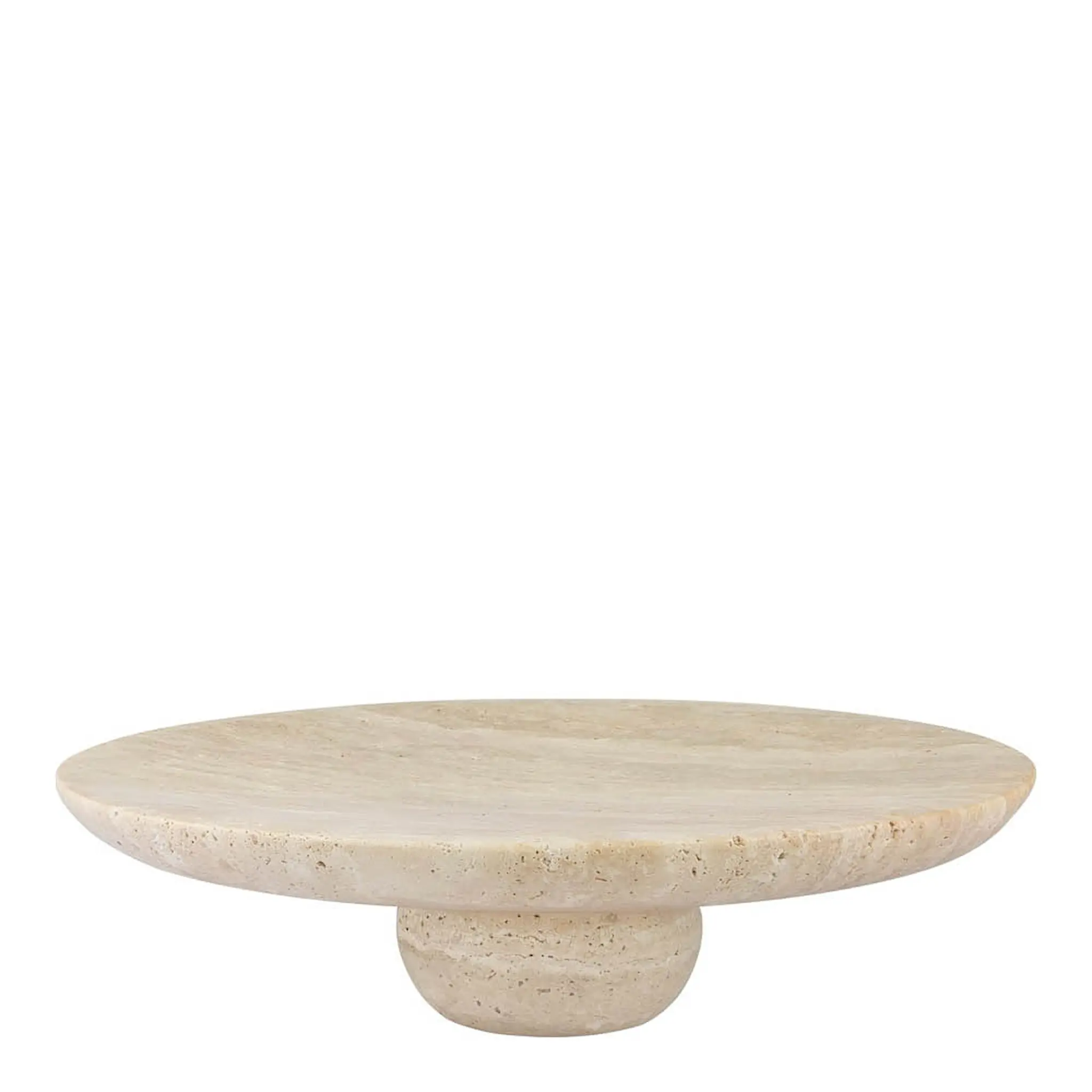 Mette Ditmer Travertine runt dekorationsfat på fot 32 cm linen