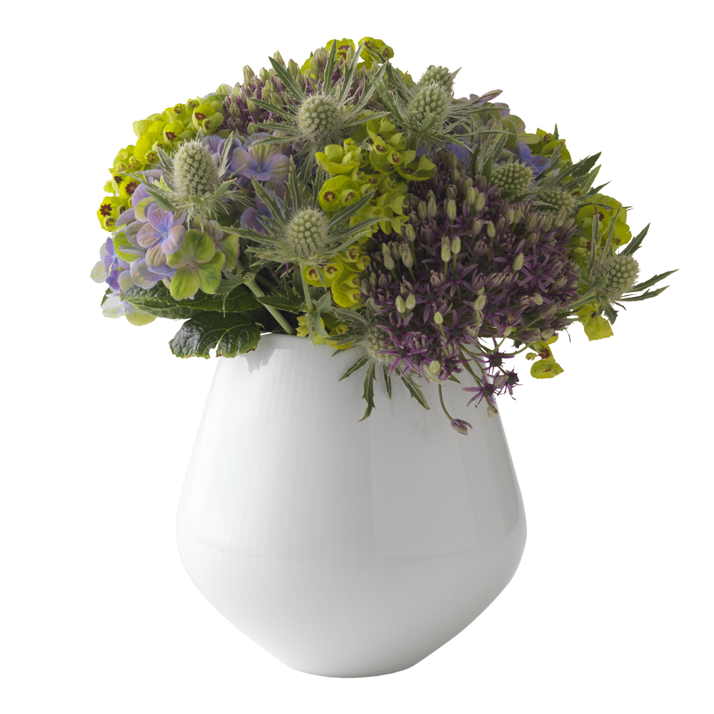 Royal Copenhagen Hvit Riflet vase 15 cm