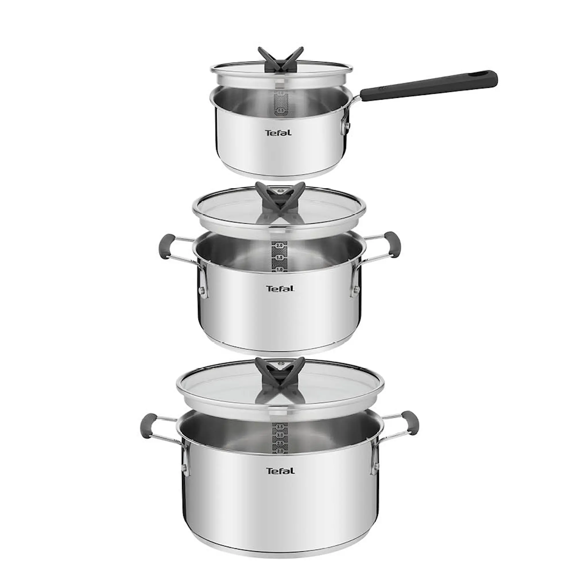 Tefal Opti'space Kastrullset 6 delar Rostfritt stål