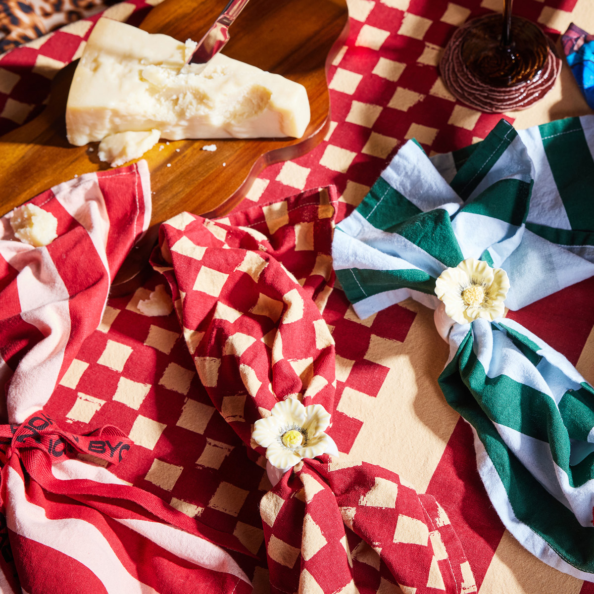 ByOn Love servett 45x45 cm 2-pack röd/sand