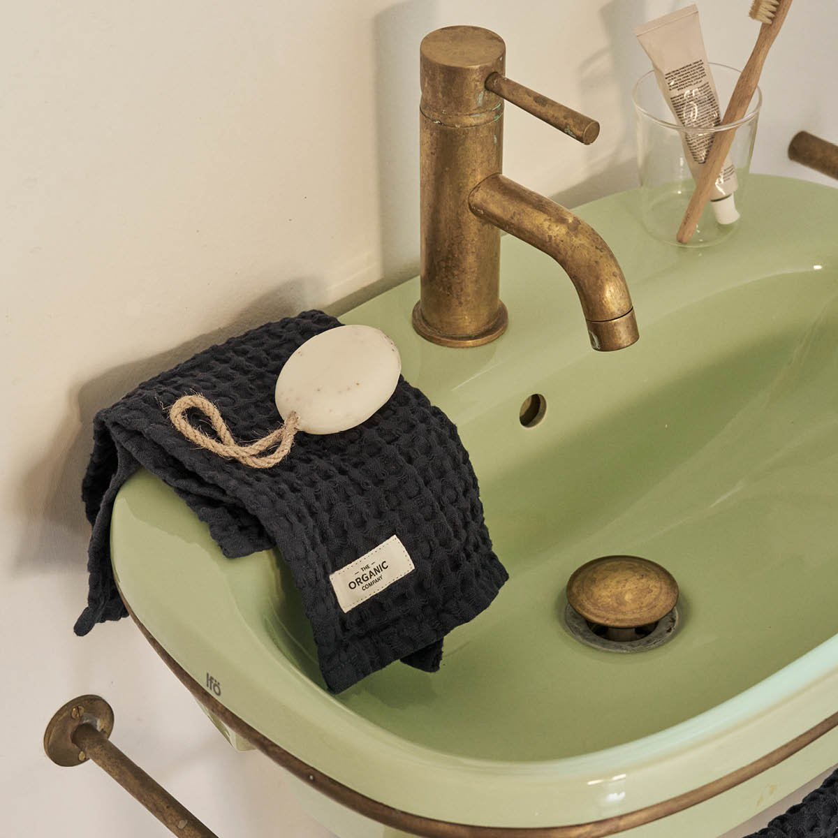 The Organic Company Big Waffle tvättlapp 25x40 cm 3-pack dark grey