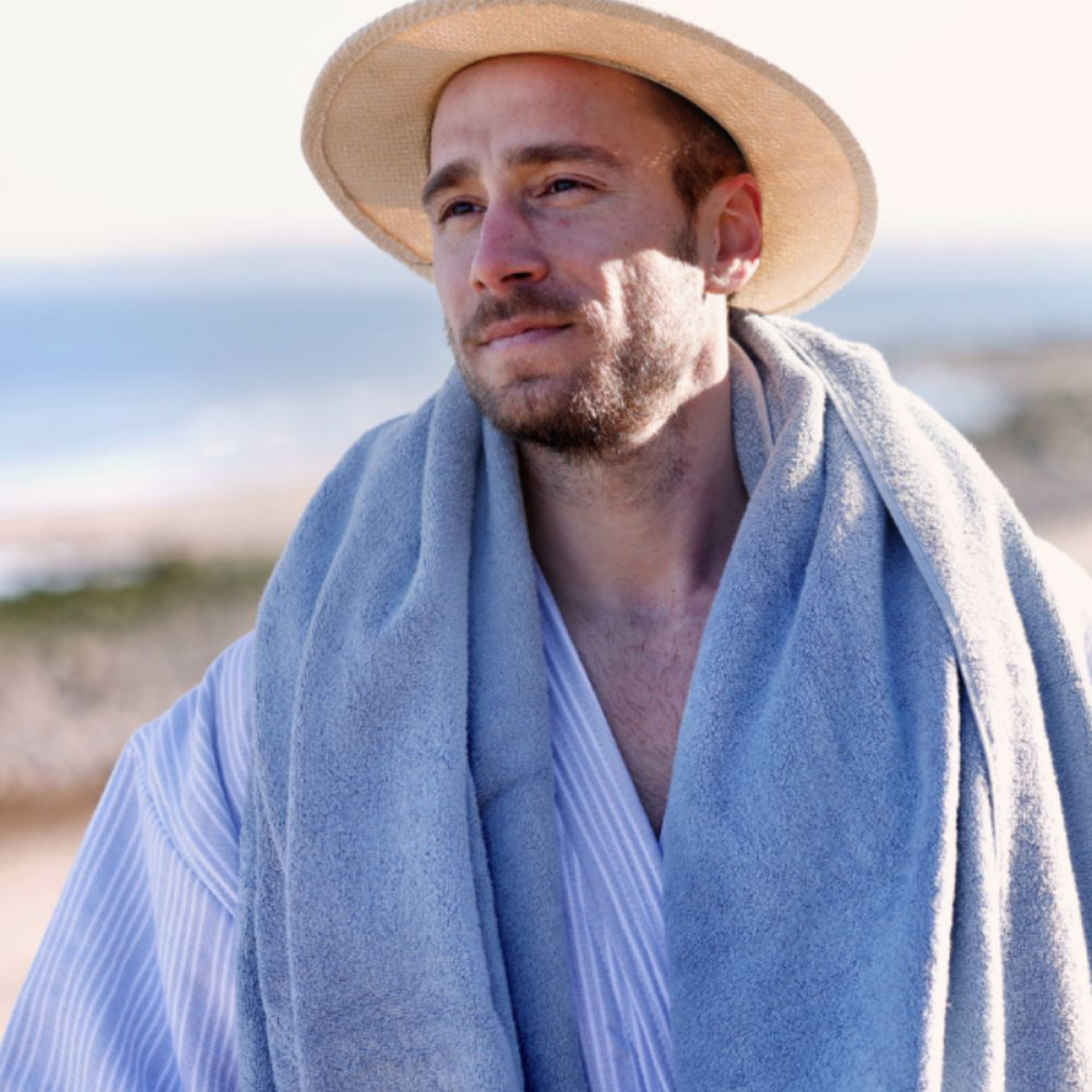 Home by Ilse Jacobsen Bath Collection Aamutakki L/XL Puuterinsininen