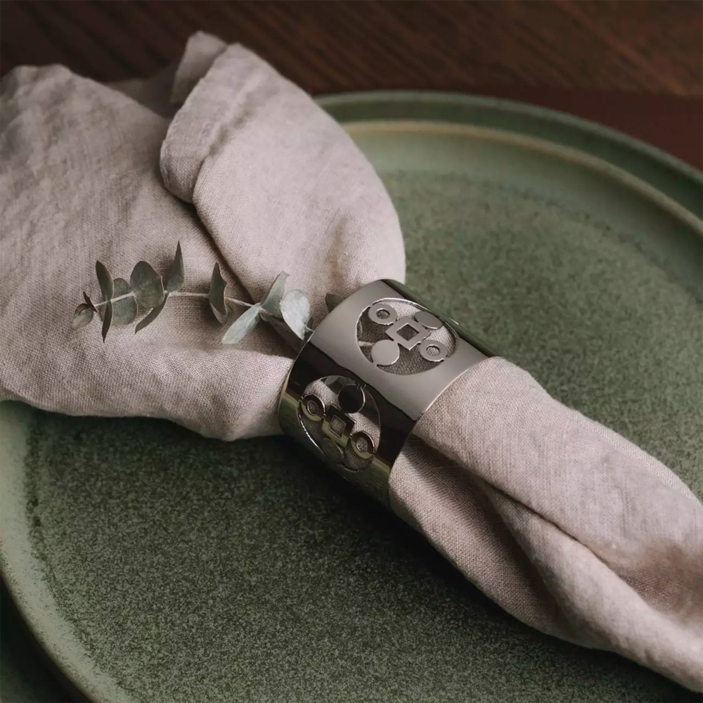 Hilke Anima Gemella serviettringer 5 cm 2 stk sølv