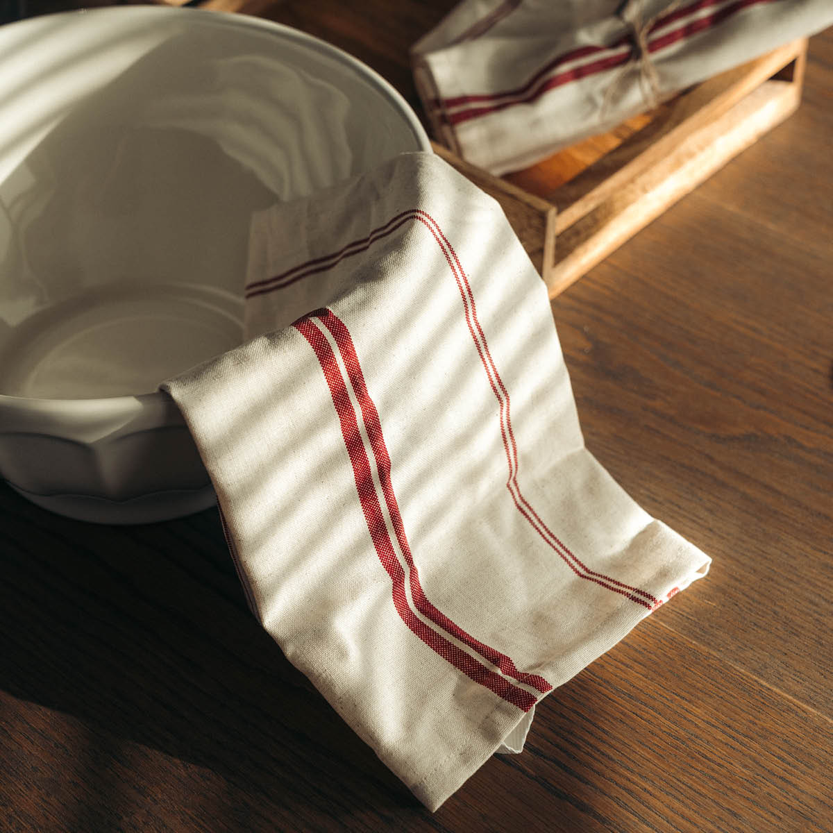 Stiernholm Elsa kjøkkenhåndkle 50x70 cm natur/rød