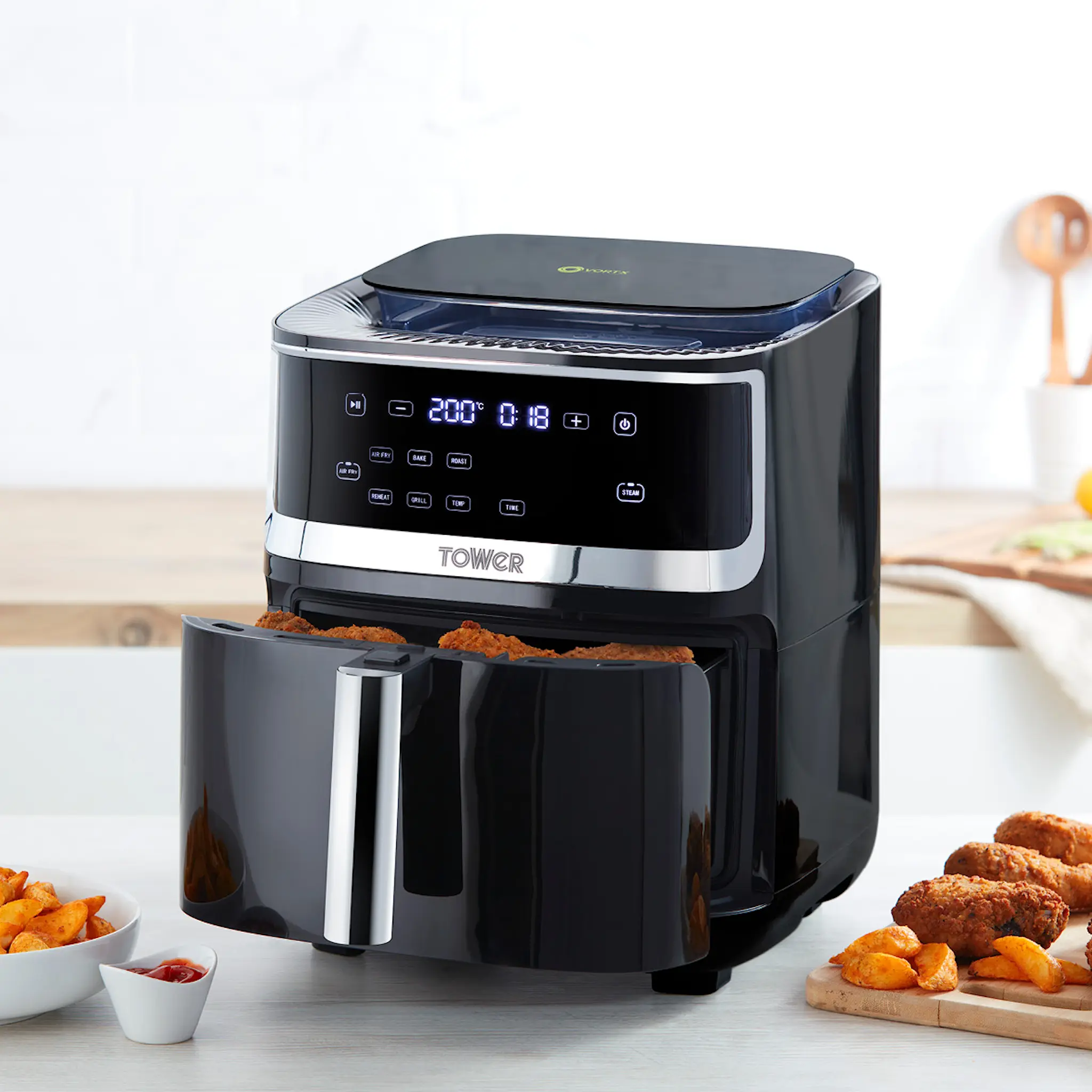 Tower Airfryer med Ångfunktion, 7 L Svart