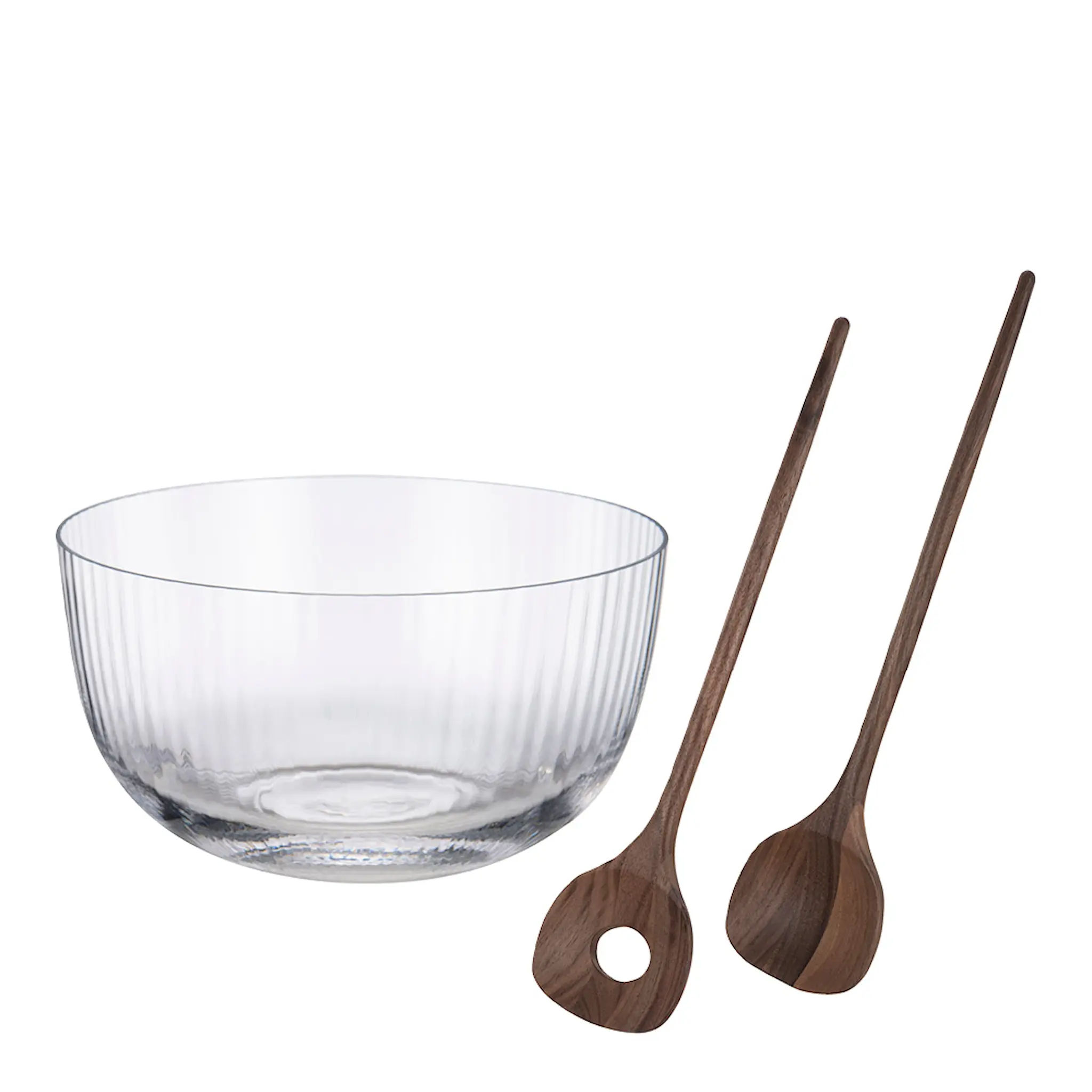 Modern House Timeless skål med salladsbestick 3 L klar/valnöt