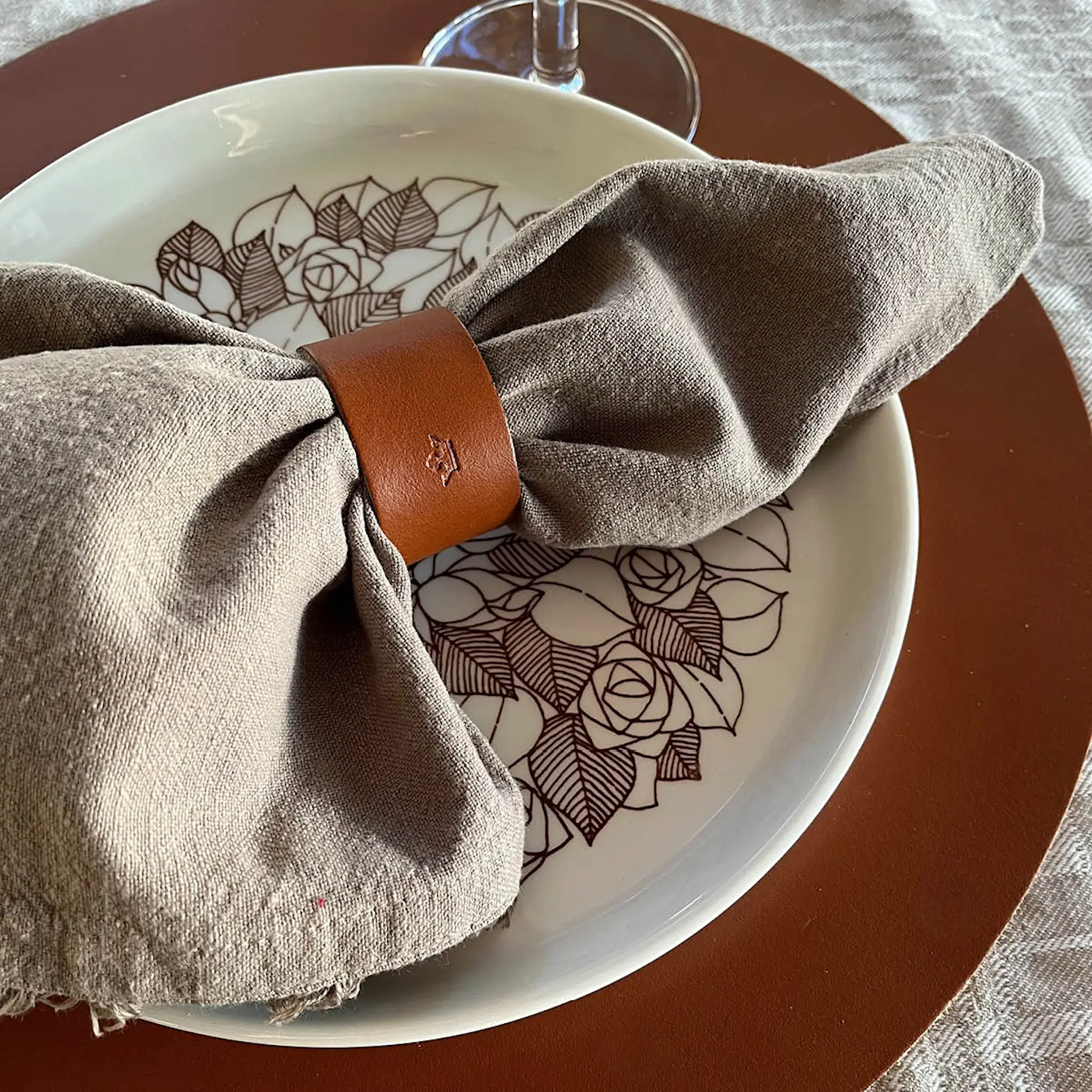 Nordan Home Servettring i läder 3 cm 4-pack mörkbrun