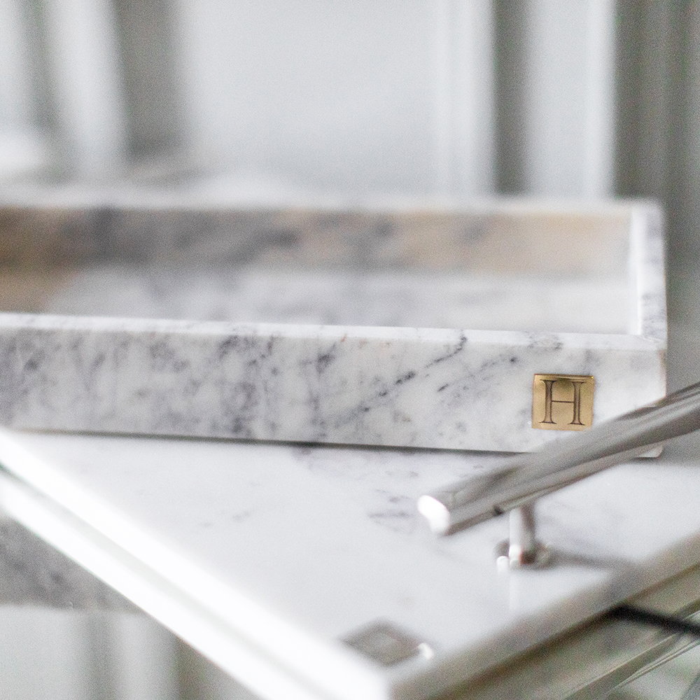 Hilke Marmorbrett med kant 30x15 cm hvit