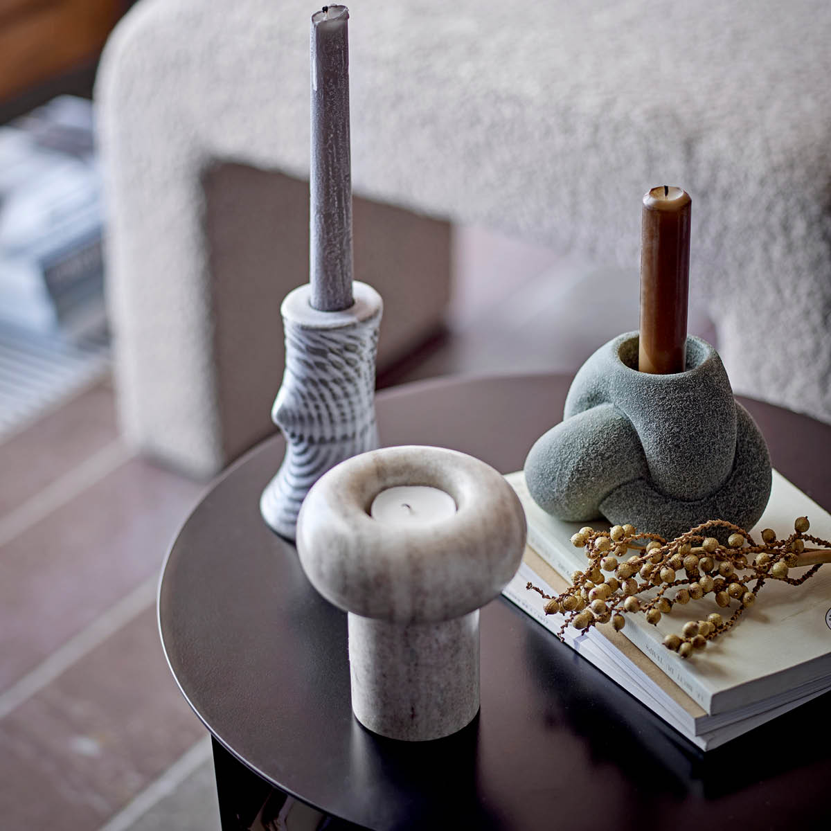 Bloomingville Isabea Kynttilälyhty 12 cm Nature Marble