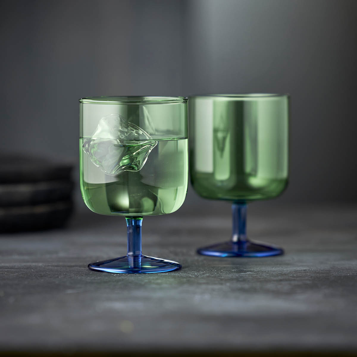 Lyngby Glas Torino vinglas 30 cl 2-pack grön/blå