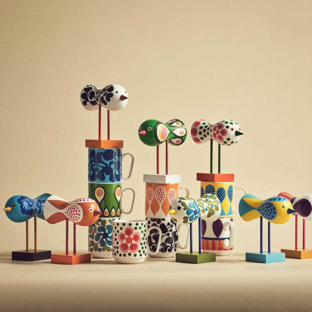 Design House Stockholm Birds 1967 no 7 krus 35 cl multi