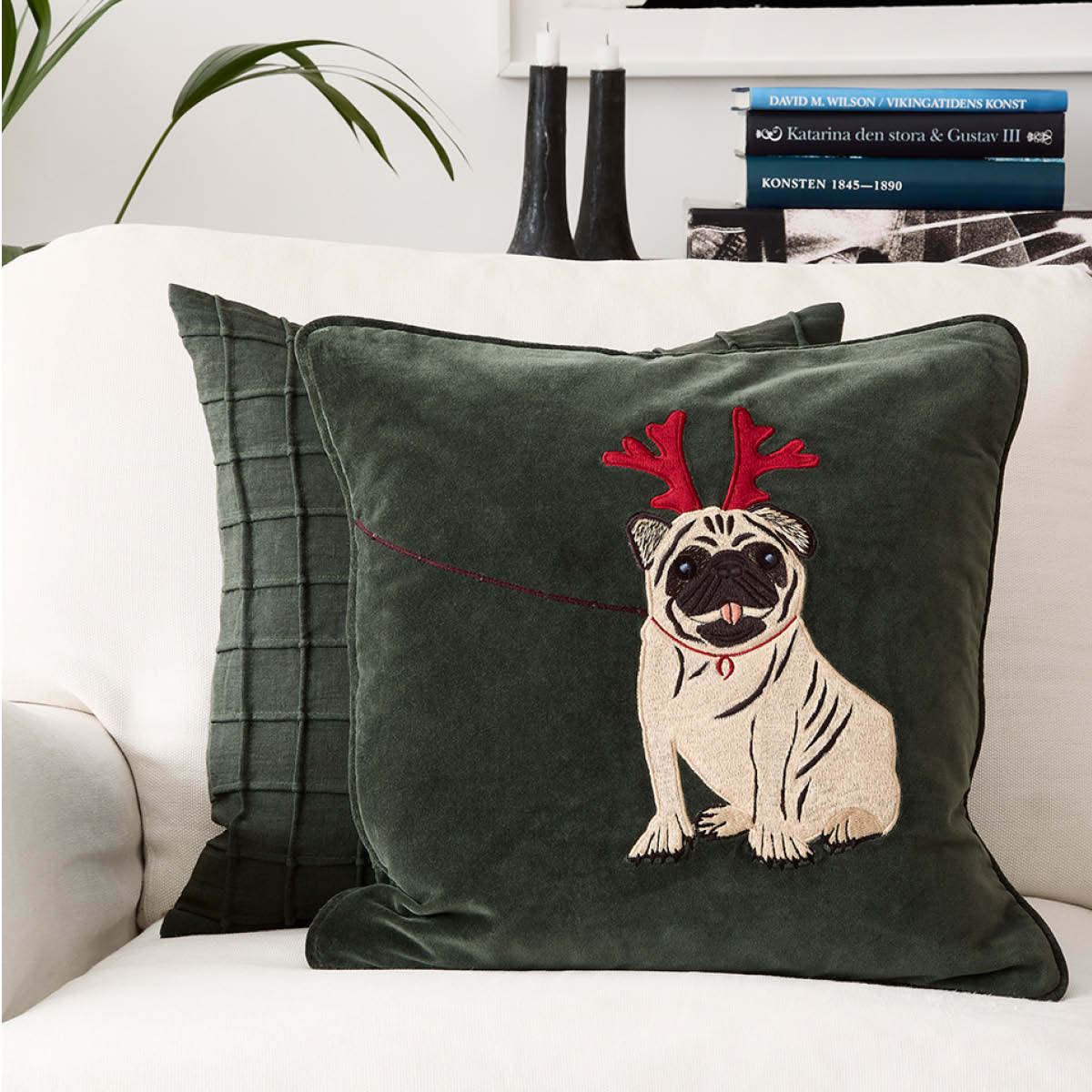 Chhatwal & Jonsson Holiday Dog putetrekk velur 50x50 cm Forest Green