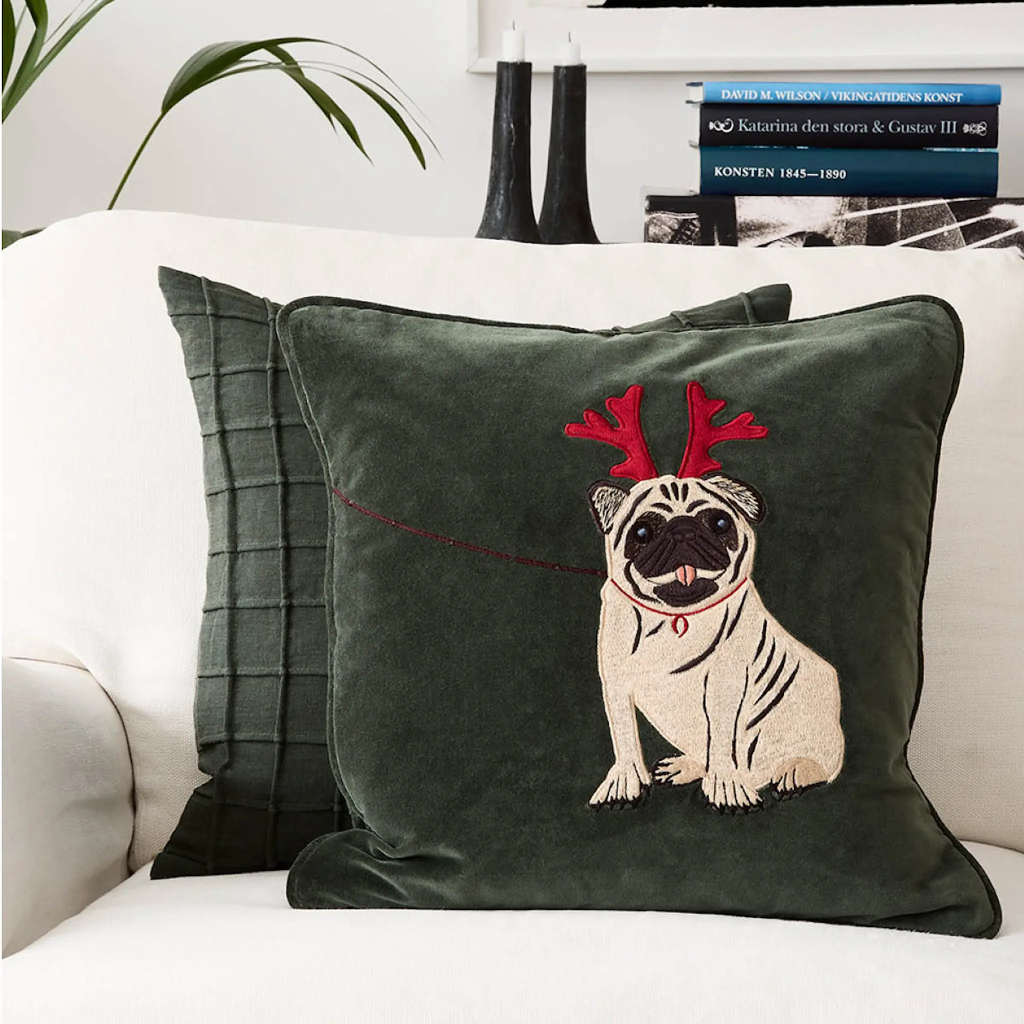 Chhatwal & Jonsson Holiday Dog putetrekk velur 50x50 cm Forest Green