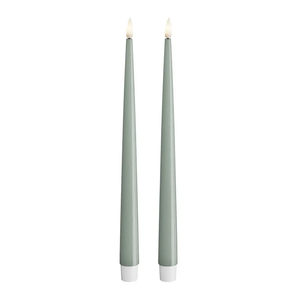 LED-lakkakynttilä 2,2 x 28 cm 2 kpl salvianvihreä