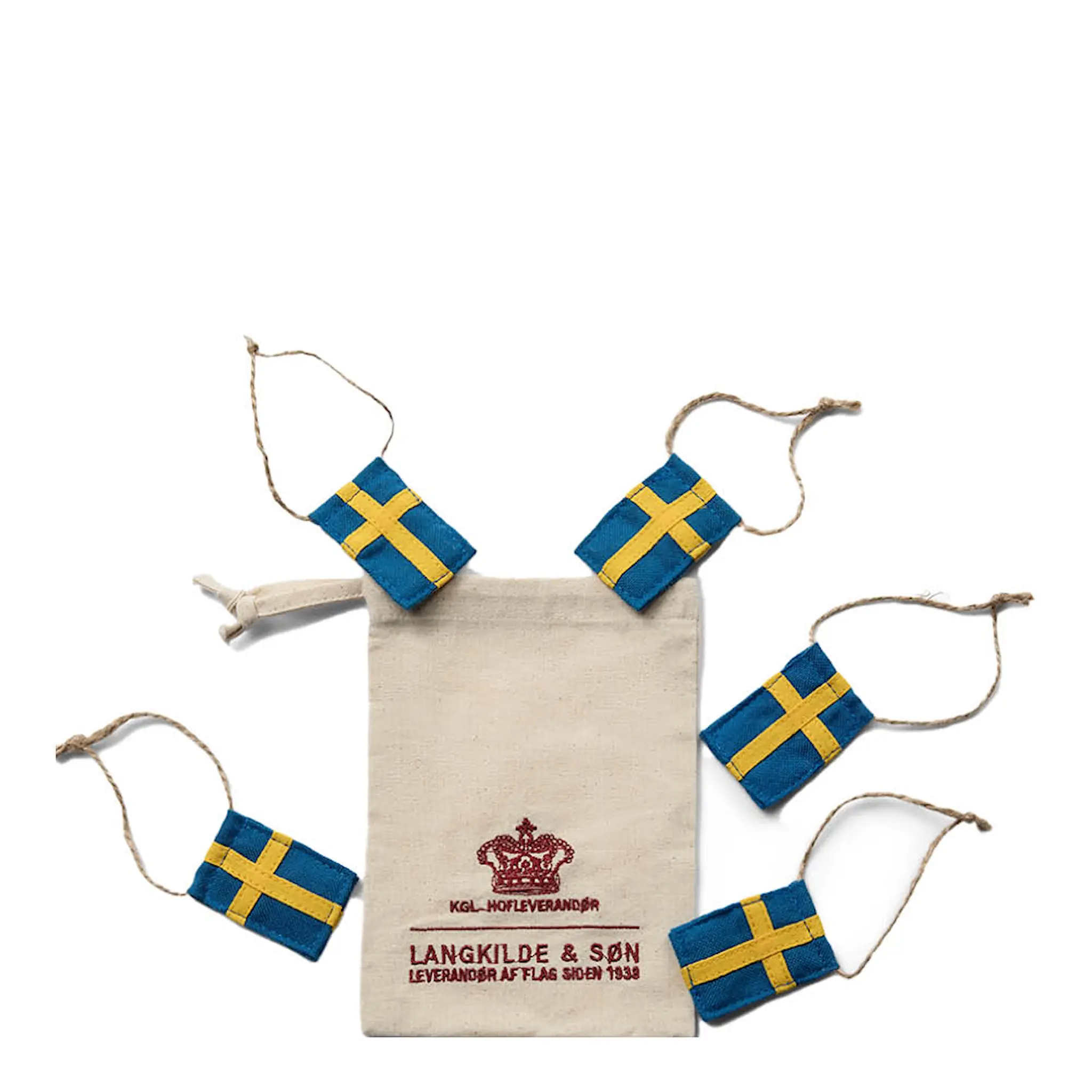 Langkilde & Søn Dekorationsflagga liten 3,3x5,5 cm 5-pack svenska flaggan