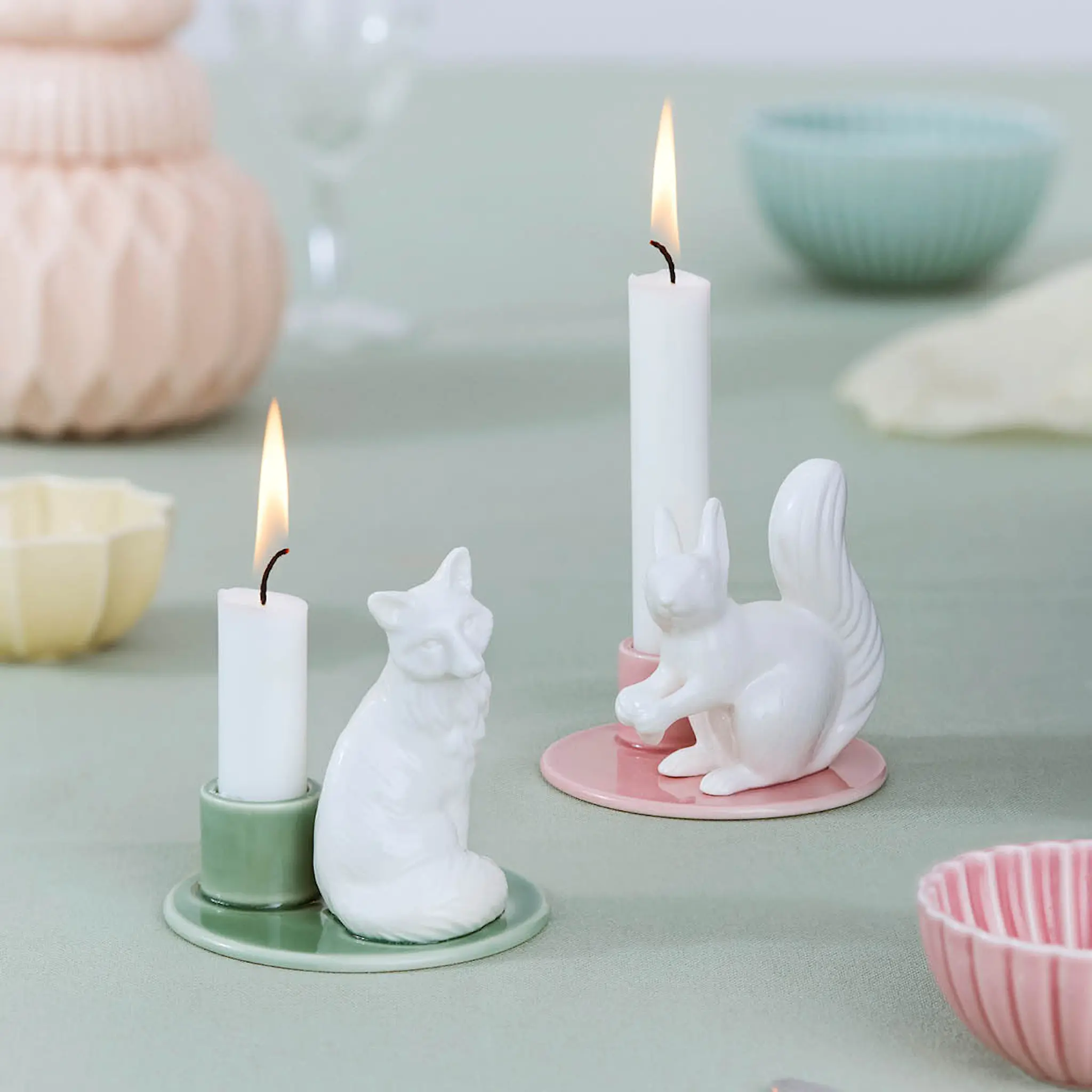 Dottir Sweet Stories Large Squirrel ljusstake 8,5 cm Blush