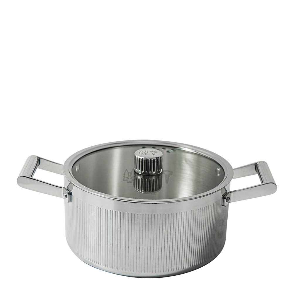 Vargen & Thor Glima gryta 4 L med lock blankt stål