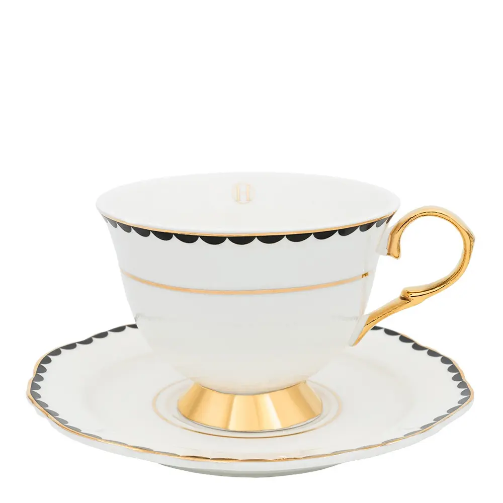 Kuppi ja aluslautanen Lignano Sabbiadoro 22 cl Valkoinen/Kulta