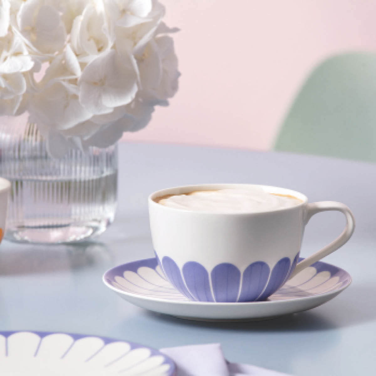 Villeroy & Boch Fleur bleu fat til cappuccinokopp 17,5 cm blå
