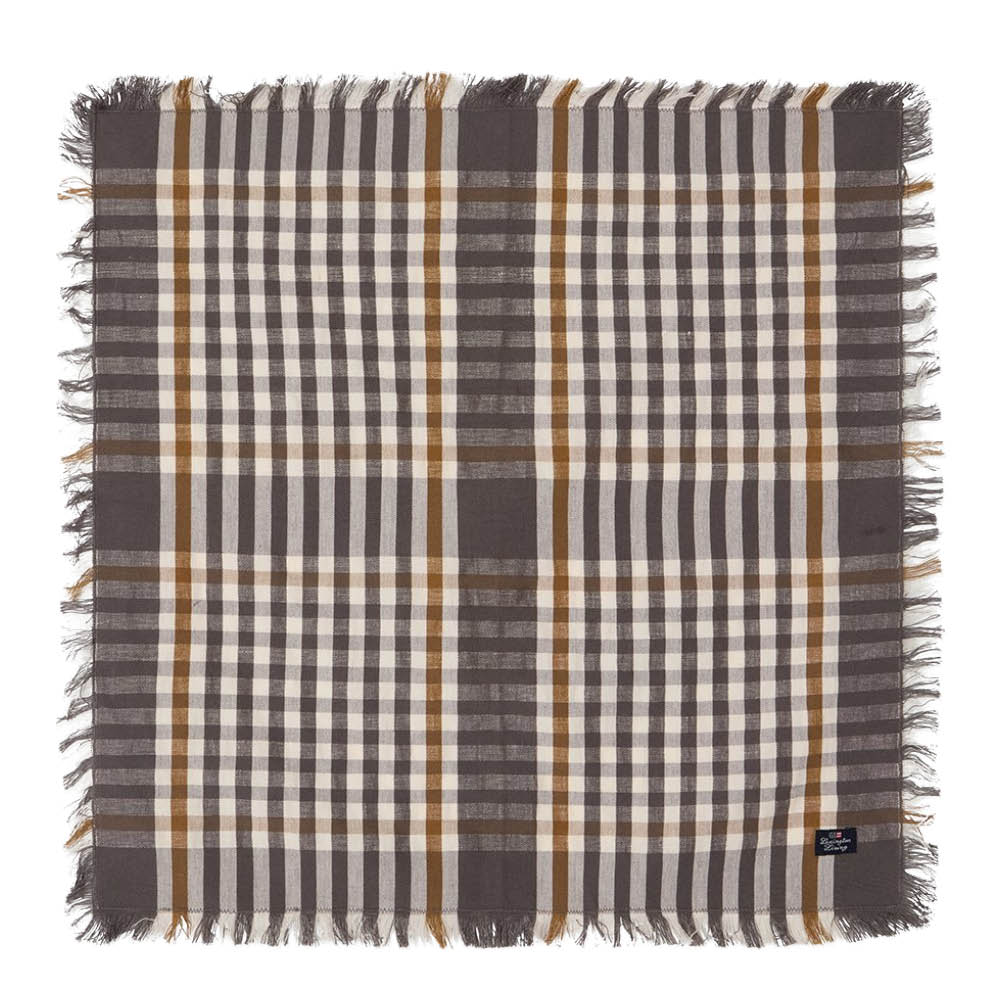 Lexington Rutete serviett med frynser 50x50 cm grå/hvit/fudge