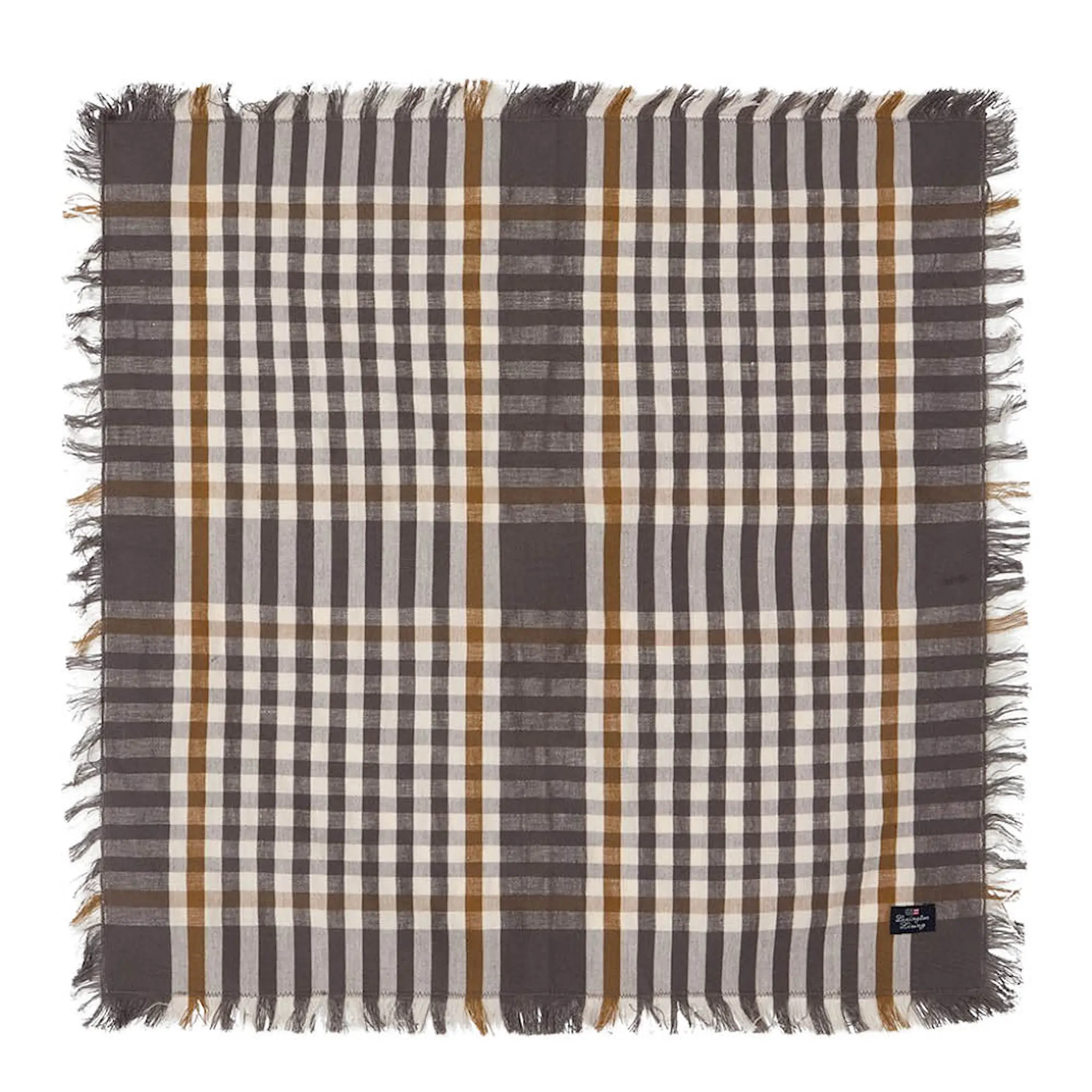 Lexington Rutete serviett med frynser 50x50 cm grå/hvit/fudge