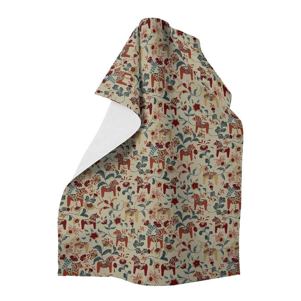 Arvidssons Leksand mini kökshandduk 47x47 cm beige/röd