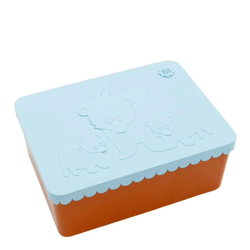 Matboks i plast treroms 7x14x19 cm Bjørn lys blå/oransje
