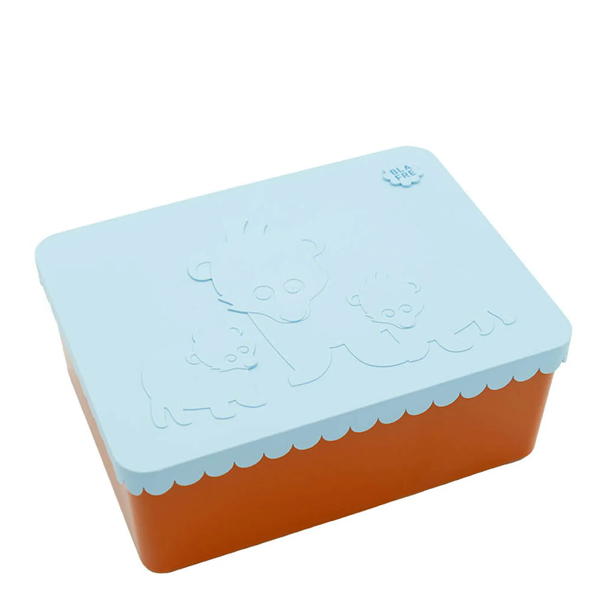 Blafre Matboks i plast treroms 7x14x19 cm Bjørn lys blå/oransje