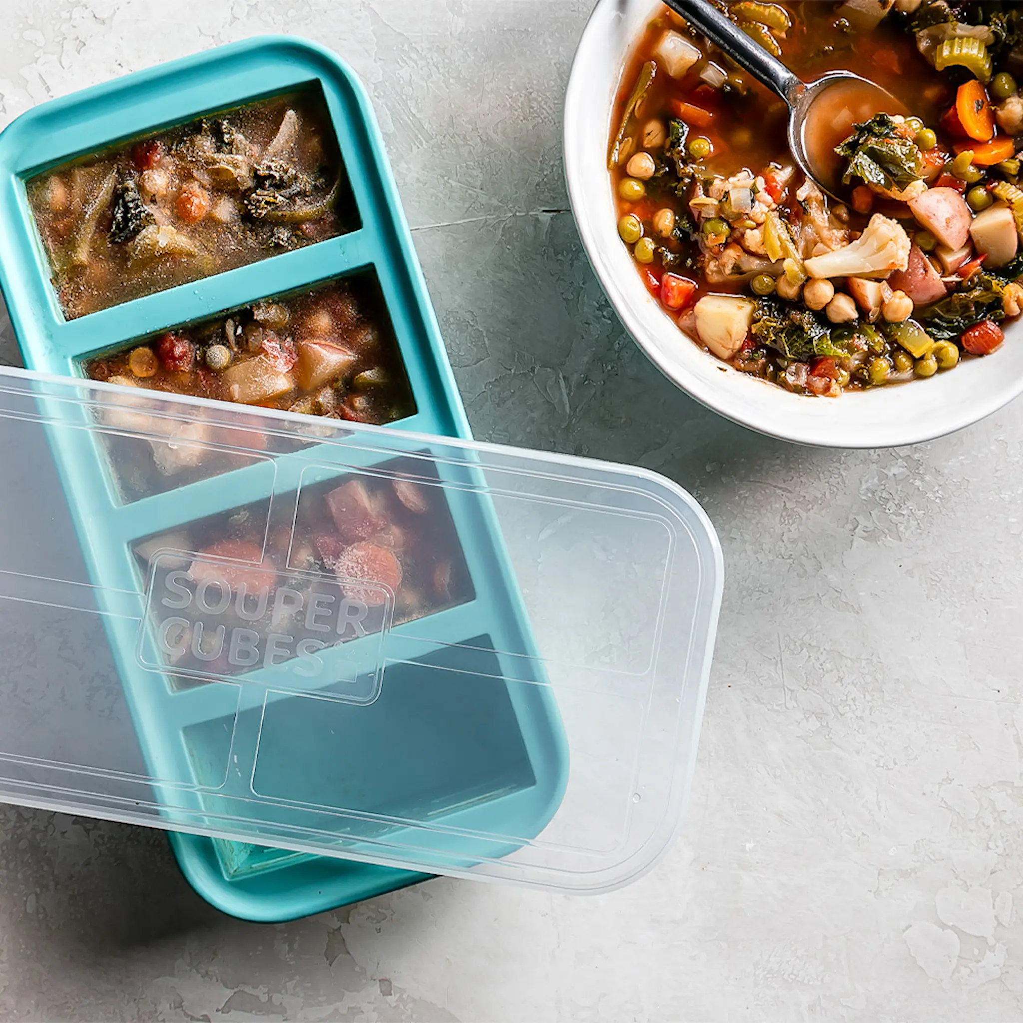 Souper Cubes Matförvaring och Lock Silikon 1-cup 4x250ml 2-pack Blå