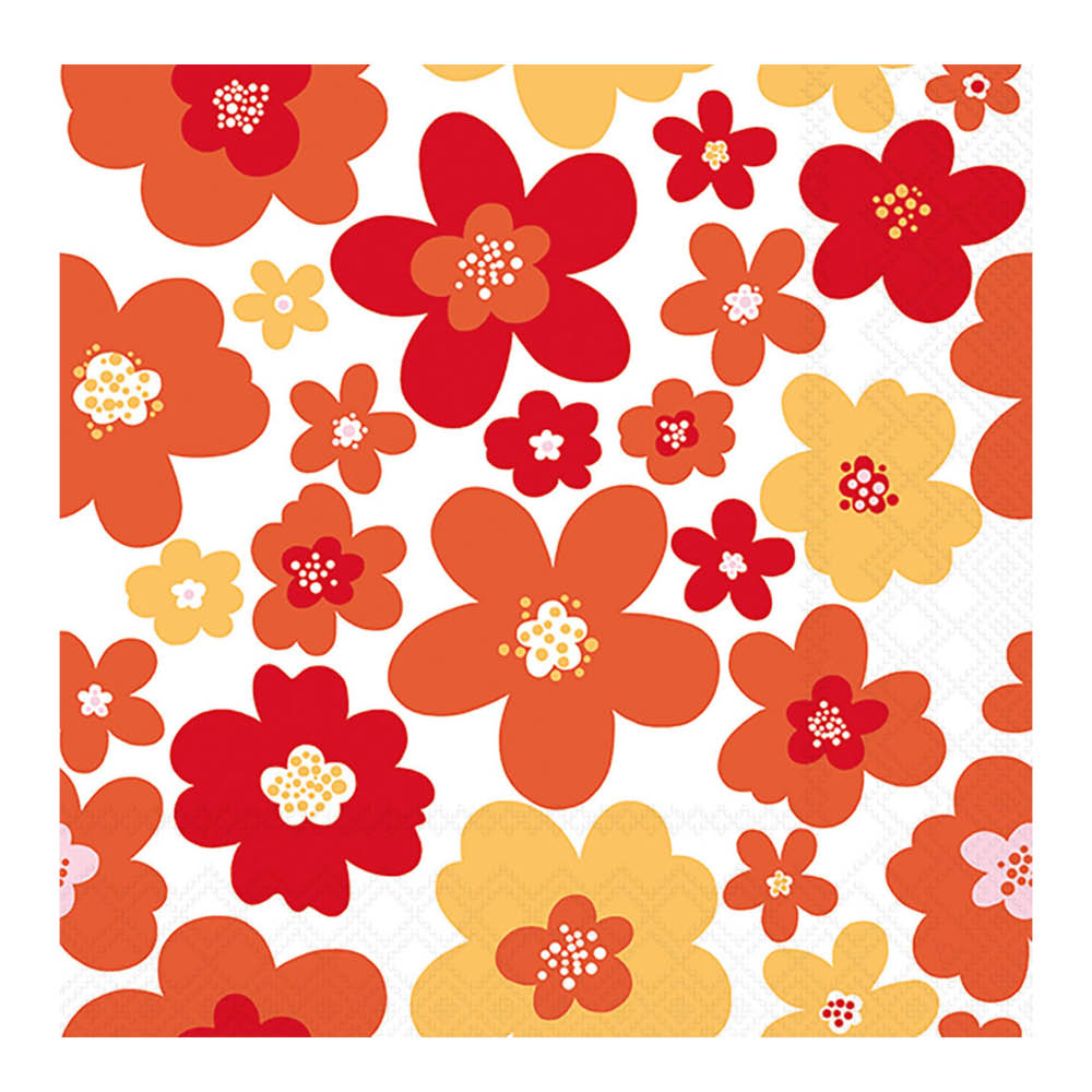 Ambiente Servetti 33x33 cm 20 kpl Flower Power red