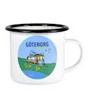 Emaljmugg Spårvagn 35 cl vit