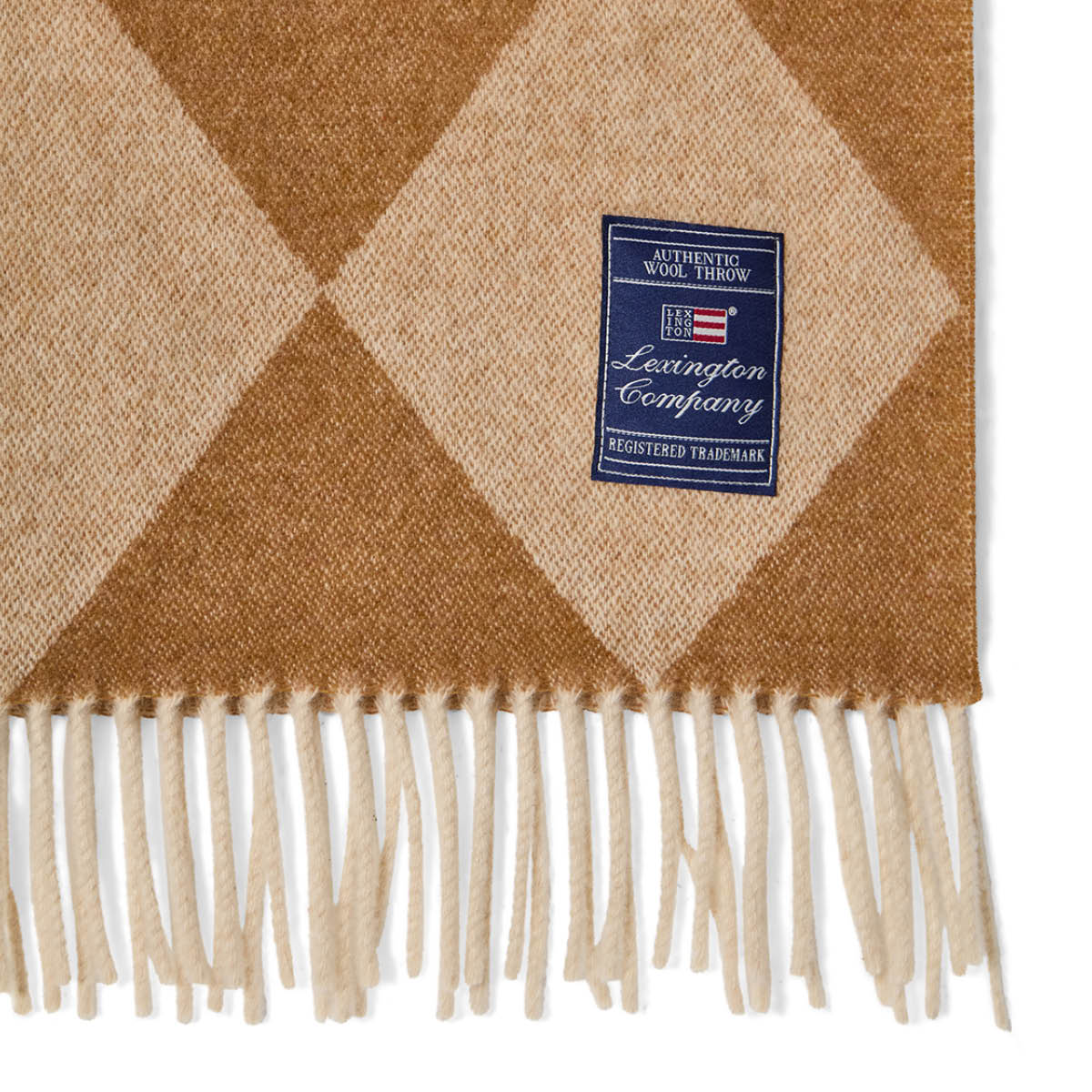 Lexington Argyle pläd ull 130x170 cm fudge/vit