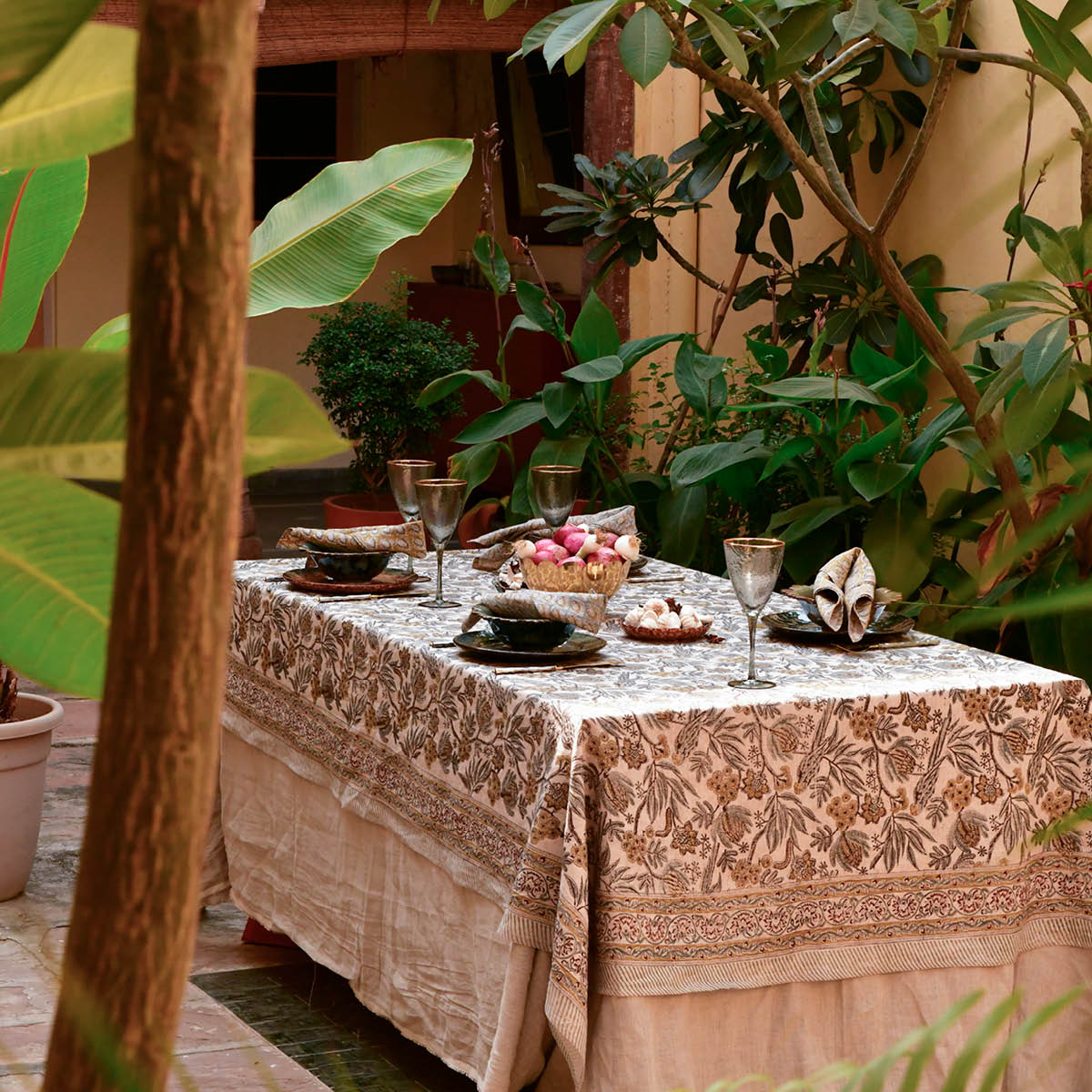 Chamois Parrot linneduk 150x350 cm blå