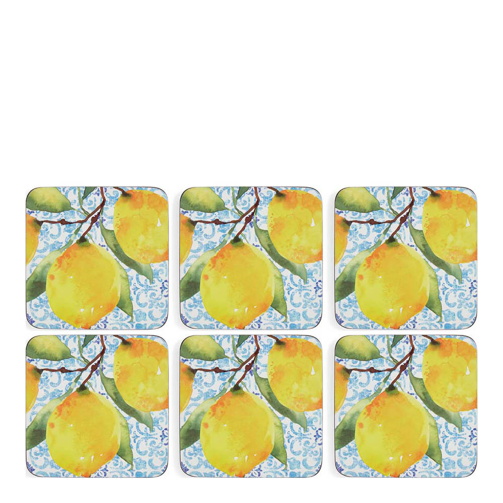 Pimpernel Amalfi glasunderlägg 10,5 cm 6-pack lemons