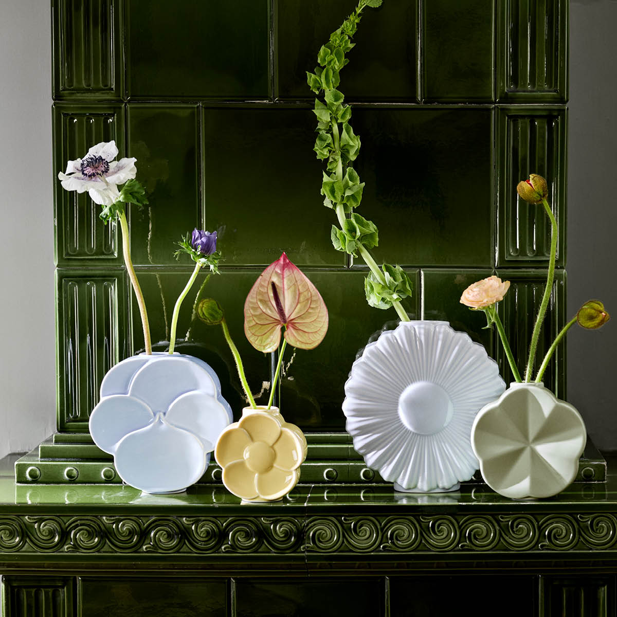 Lyngby Porcelæn Flower vas prästkrage 21 cm vit