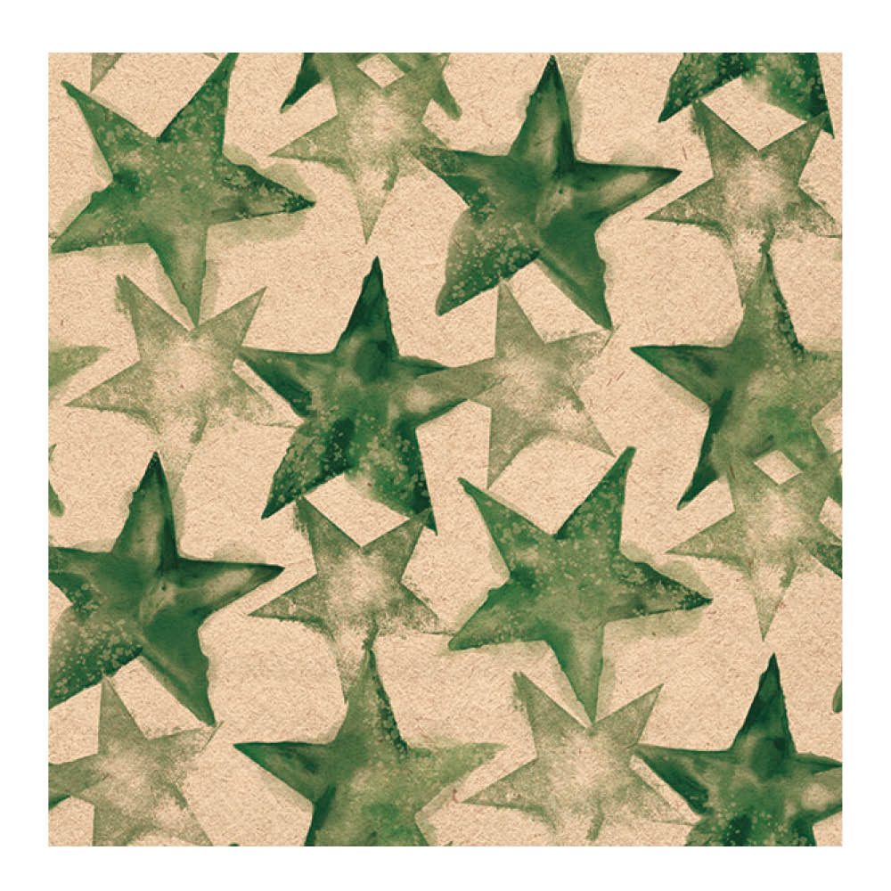 Ambiente - Servetti 33x33 cm 20 kpl Recycled Watercolour Stars Vihreä