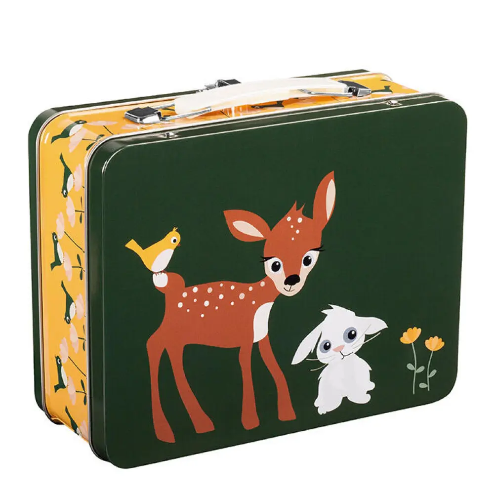 Rådyr og kanin koffertboks 19x16 cm grønn
