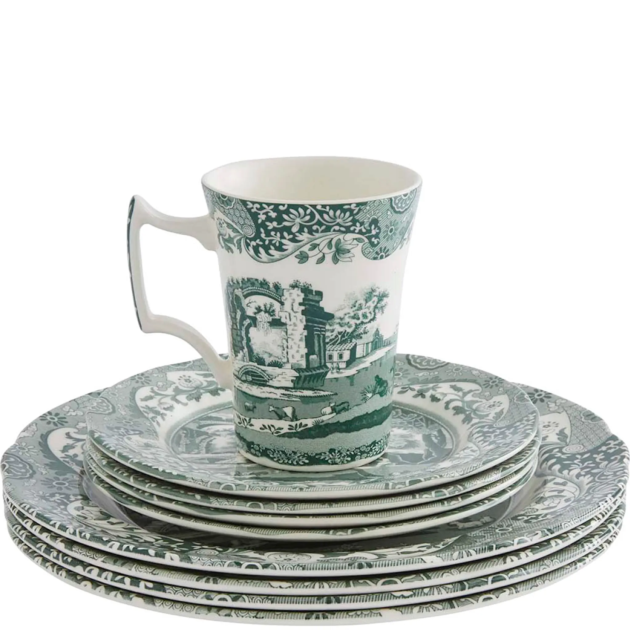 Spode Heritage Green Italian servis set 12 delar grön/vit