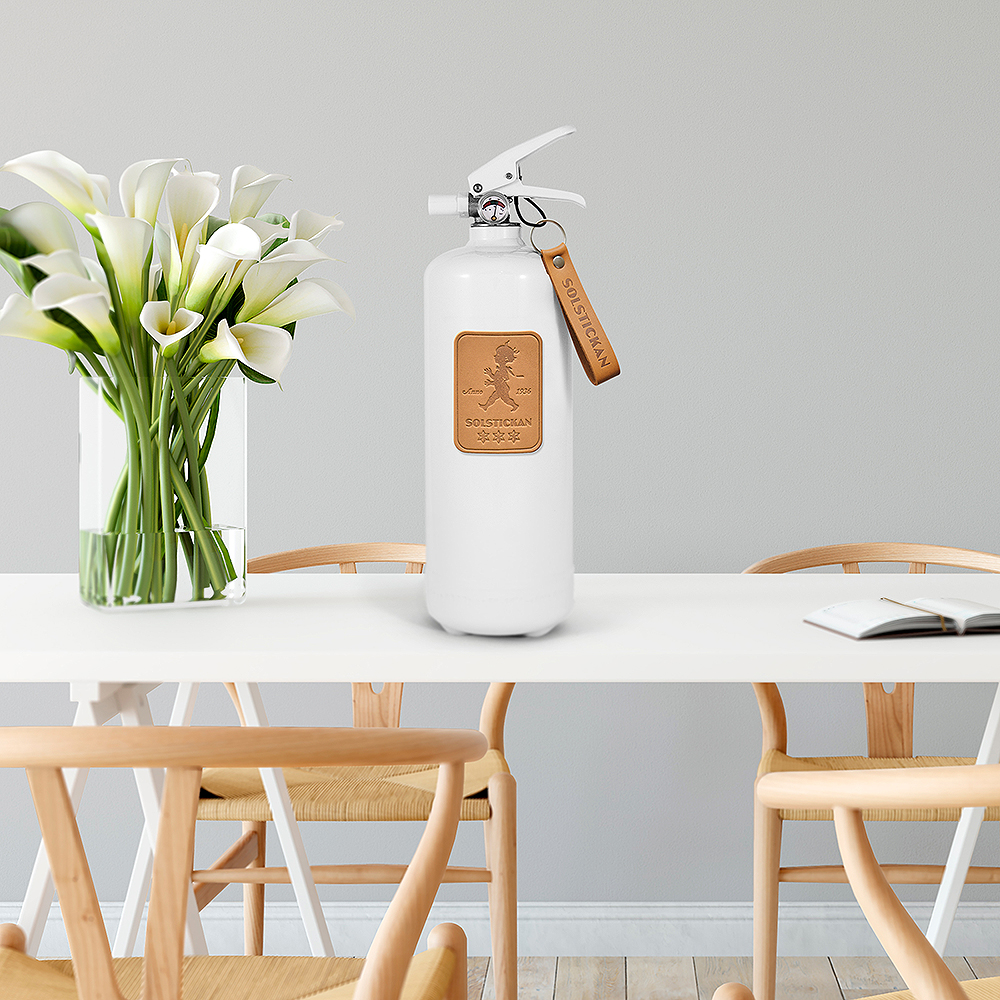 SOLSTICKAN Solstickan Brandsläckare 2 kg Vit/Läder Ljusbrun