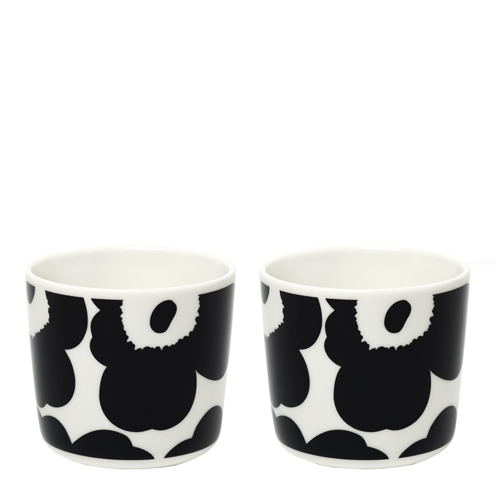 Marimekko - Oiva / Unikko Muki ilman korvaa 20 cl 2 kpl Musta/Valkoinen
