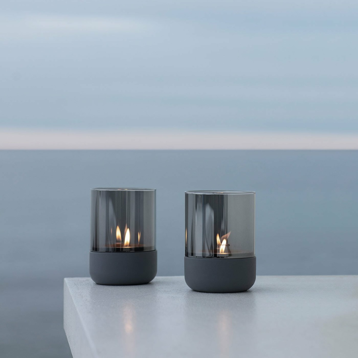 Blomus Calma lyslykt 9,5 cm 2 stk steel gray/smoke