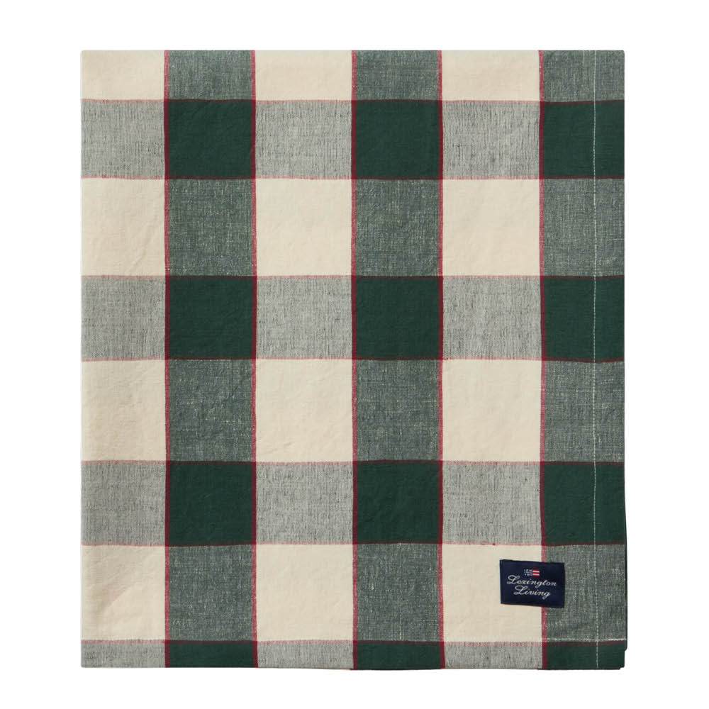Lexington Duk linne/bomull 180x180 cm rutig grön/ljusbeige/röd