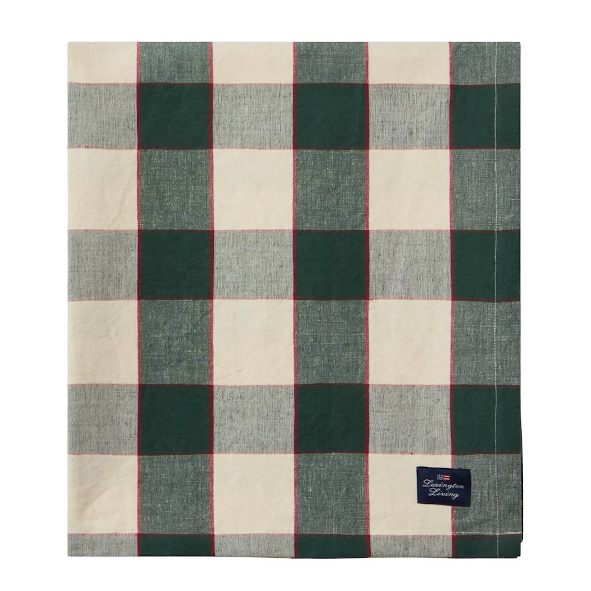 Lexington Duk linne/bomull 180x180 cm rutig grön/ljusbeige/röd
