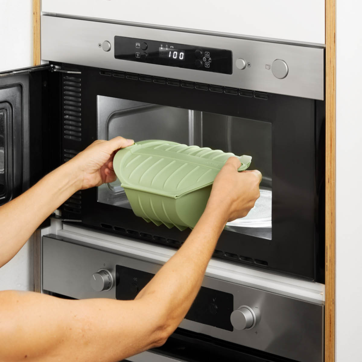 Lékué Ångkokare djup för mikrovågsugn 4 port. grön