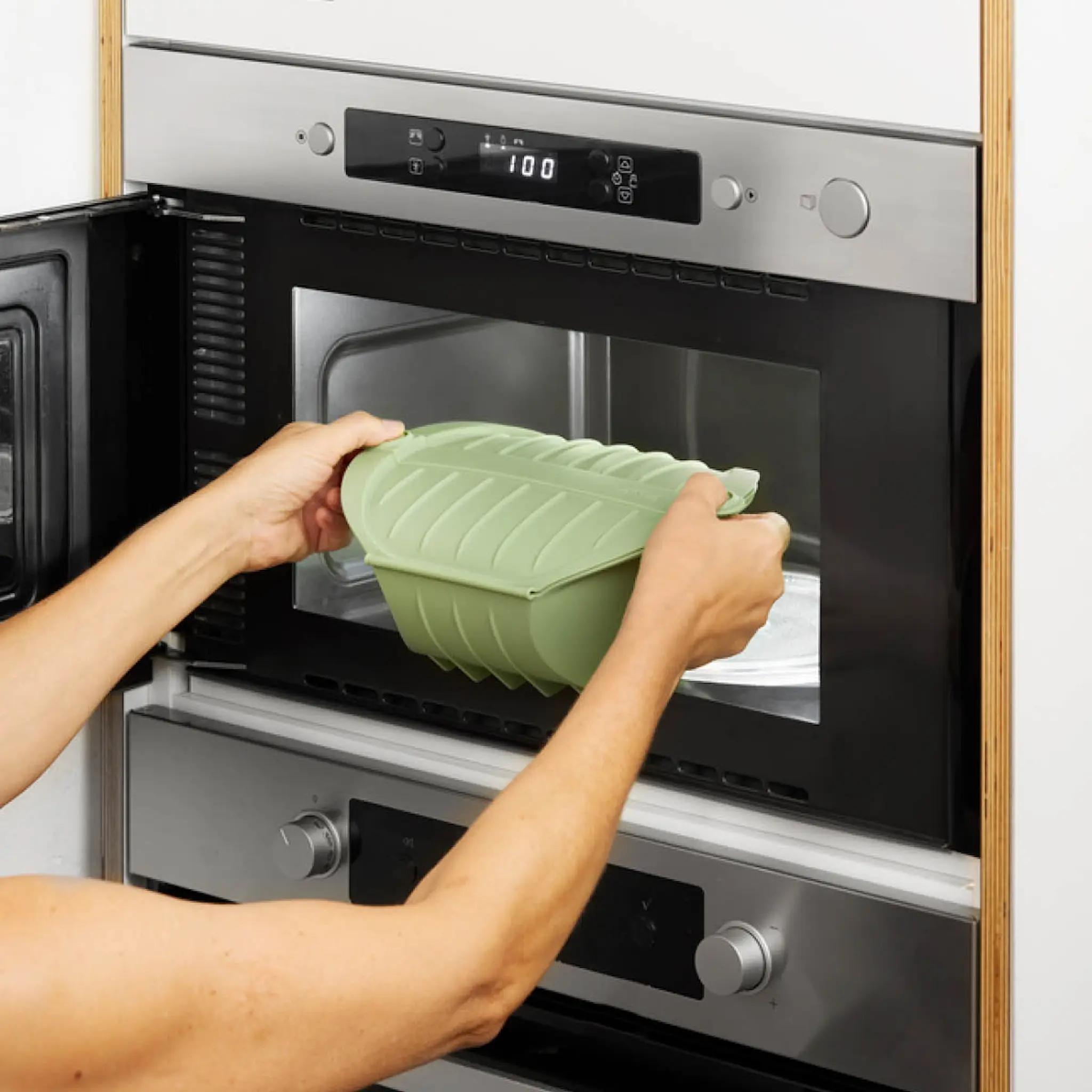 Lékué Ångkokare djup för mikrovågsugn 4 port. grön