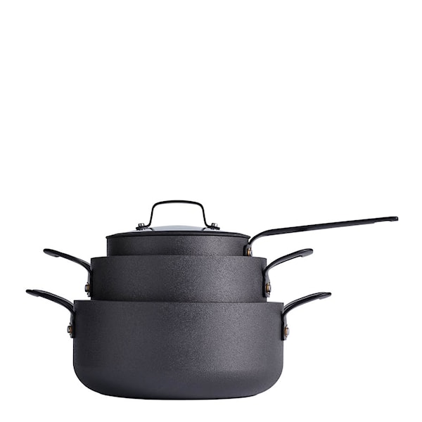 Gusto grytset 6 delar svart aluminium