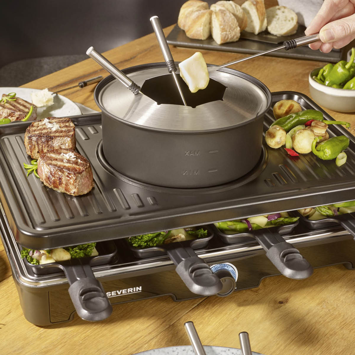 Severin Fondue- och raclettegrill 2-i-1 RG 2347 svart