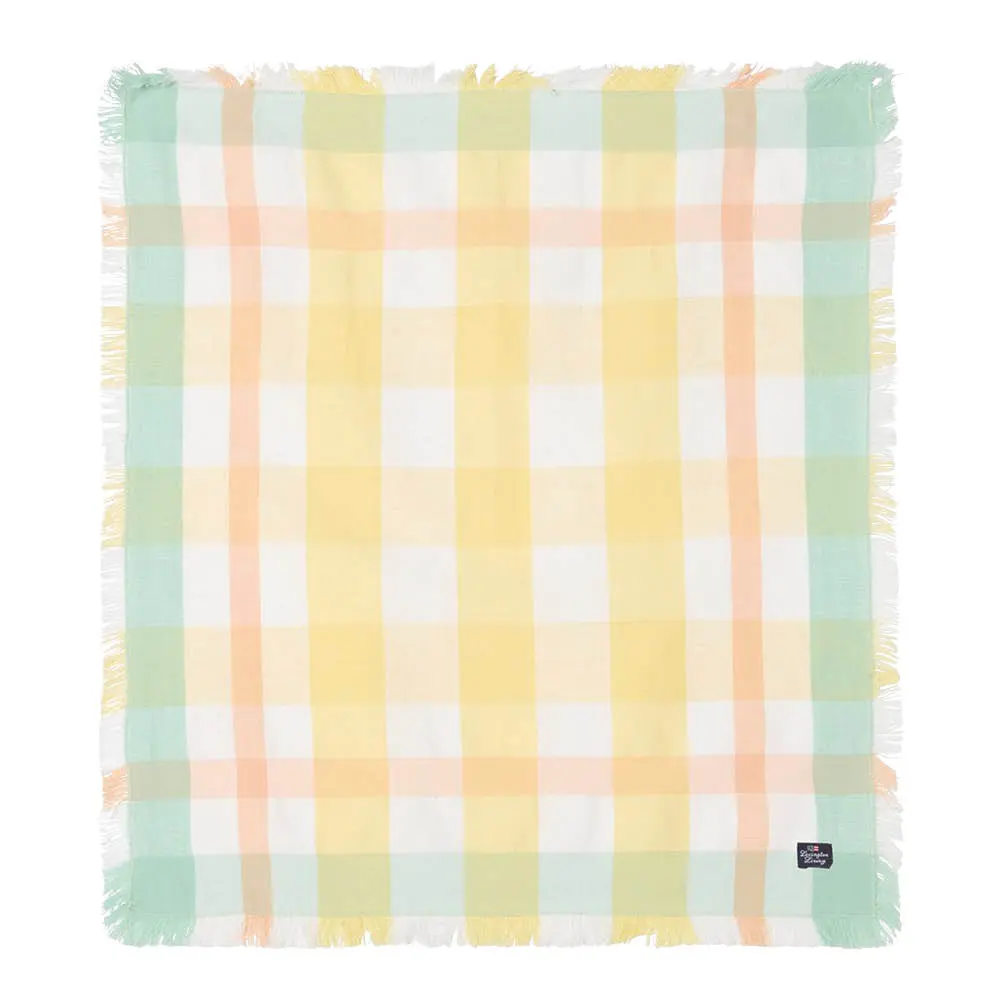 Serviett lin/bomull 50x50 cm gul/hvit/grønn rutete
